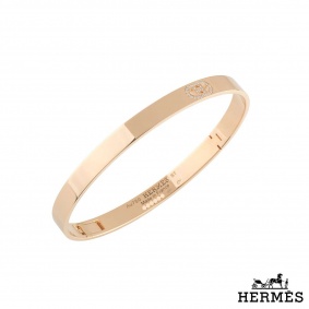 Hermes Rose Gold Diamond D Ancre Bangle 0.07ct F-G/VVS